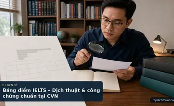 Bảng điểm IELTS – Dịch thuật & công chứng chuẩn tại CVN