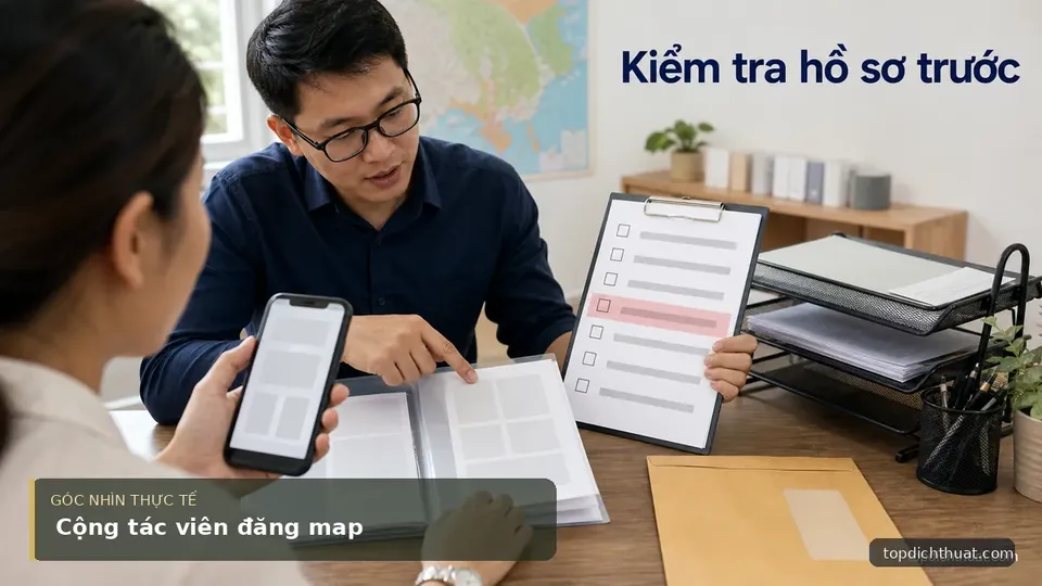 Cộng tác viên đăng map — hình minh họa dịch thuật