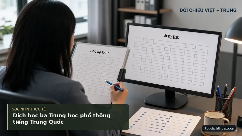 Chi tiết minh họa dịch thuật trong bài Dịch học bạ Trung học phổ thông tiếng Trung Quốc
