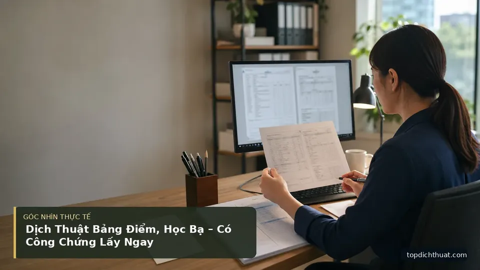 Chi tiết minh họa dịch thuật trong bài Dịch Thuật Bảng Điểm, Học Bạ – Có Công Chứng Lấy Ngay