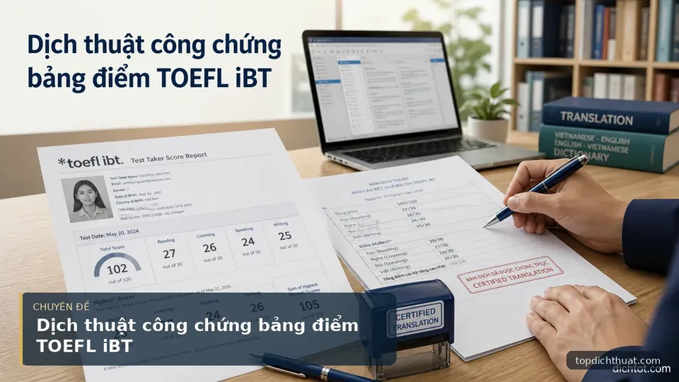 Dịch thuật công chứng bảng điểm TOEFL iBT