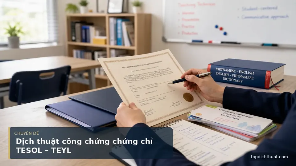Dịch thuật công chứng chứng chỉ TESOL – TEYL
