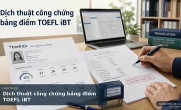 Dịch thuật công chứng bảng điểm TOEFL iBT