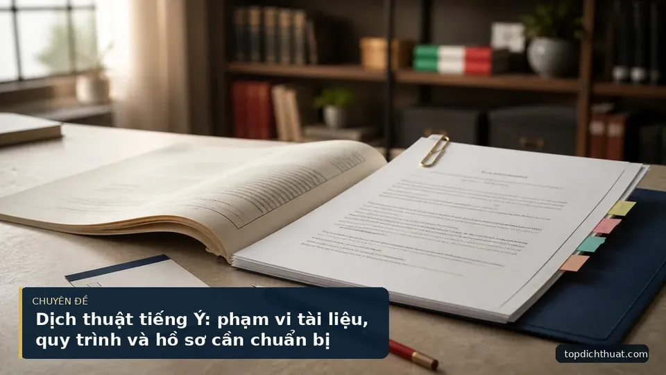 Dịch thuật tiếng Ý: phạm vi tài liệu, quy trình và hồ sơ cần chuẩn bị