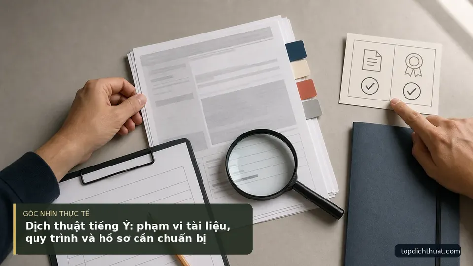 Chi tiết minh họa dịch thuật trong bài Dịch thuật tiếng Ý: phạm vi tài liệu, quy trình và hồ sơ cần chuẩn bị