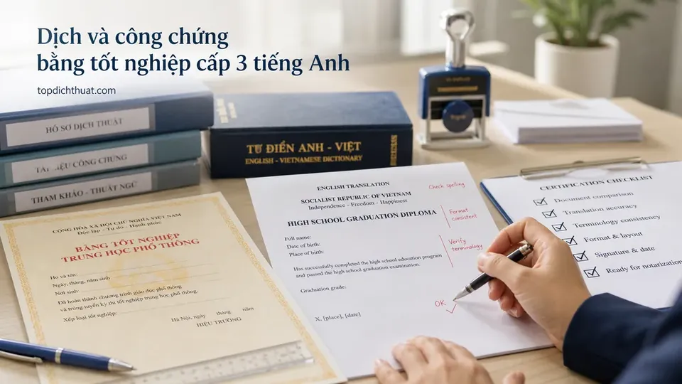 Dịch và công chứng bằng tốt nghiệp cấp 3 tiếng Anh
