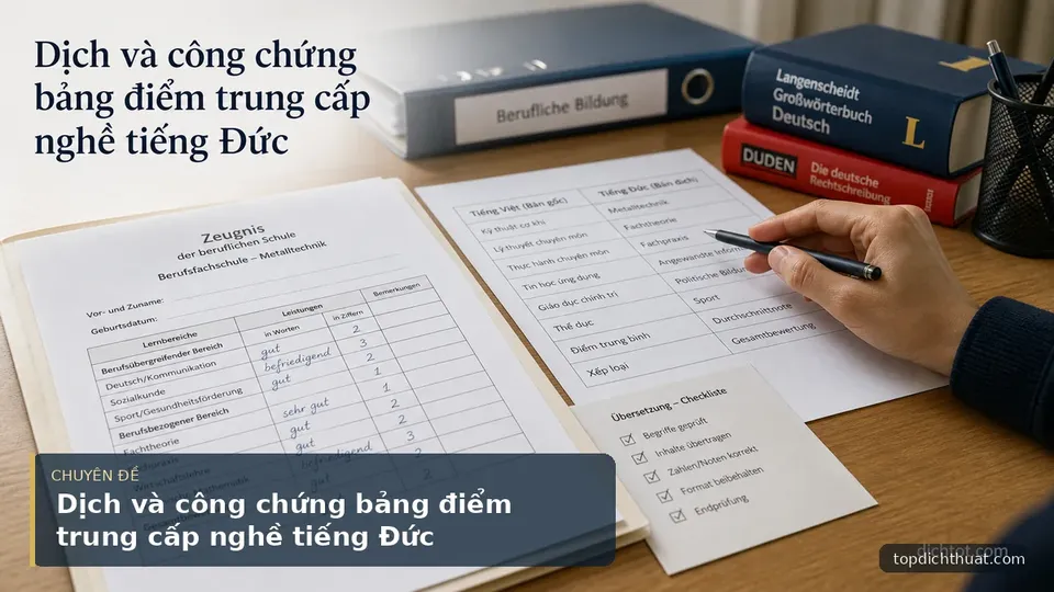 Dịch và công chứng bảng điểm trung cấp nghề tiếng Đức