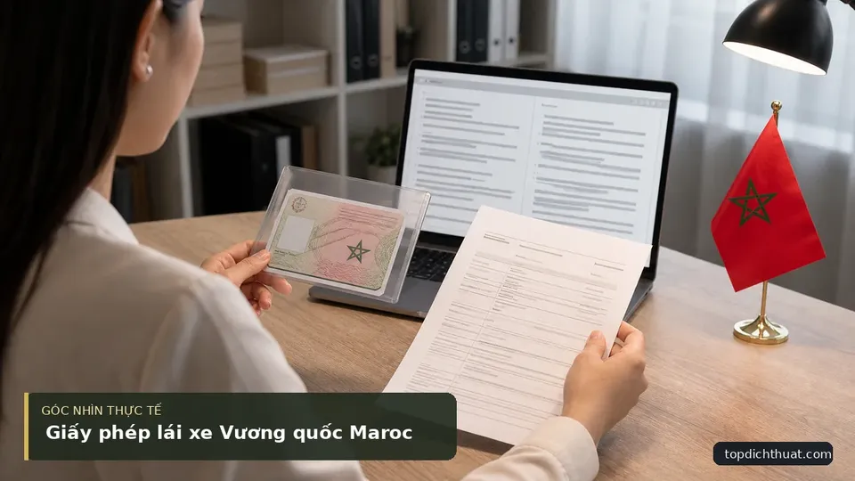 Chi tiết minh họa dịch thuật trong bài Giấy phép lái xe Vương quốc Maroc