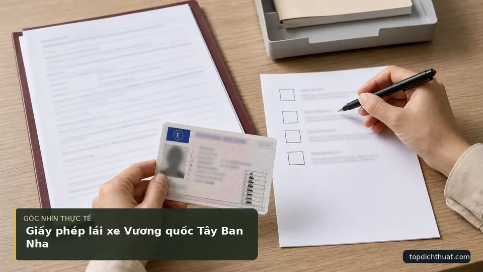Chi tiết minh họa dịch thuật trong bài Giấy phép lái xe Vương quốc Tây Ban Nha