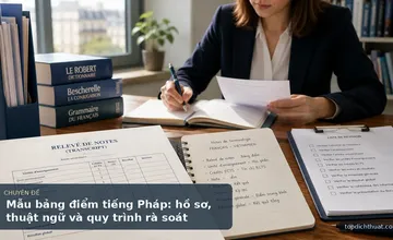 Mẫu bảng điểm tiếng Pháp: hồ sơ, thuật ngữ và quy trình rà soát
