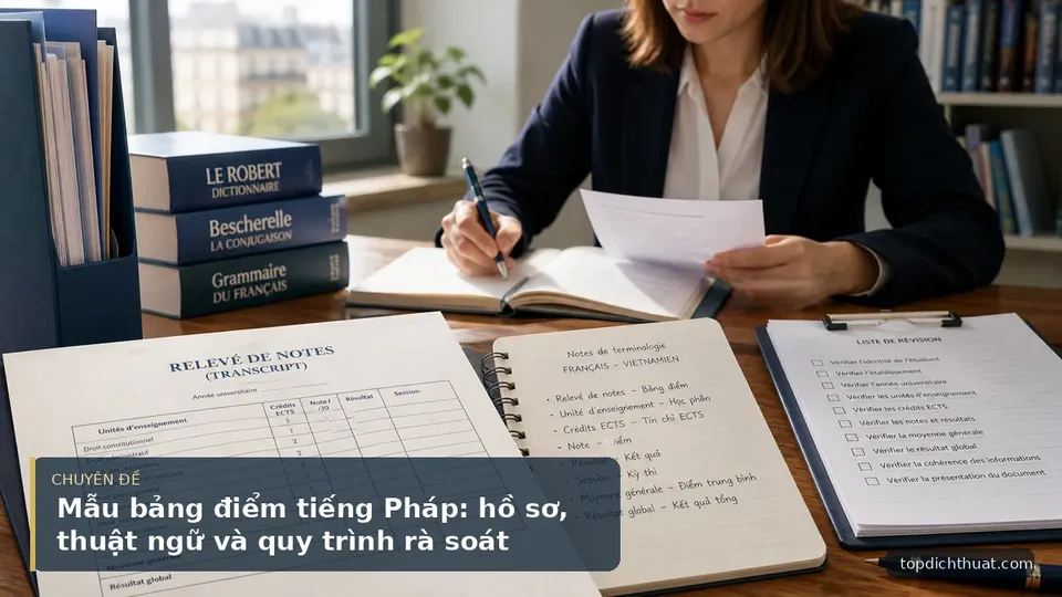 Mẫu bảng điểm tiếng Pháp: hồ sơ, thuật ngữ và quy trình rà soát