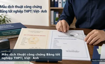 Mẫu dịch thuật công chứng Bằng tốt nghiệp THPT| Việt- Anh