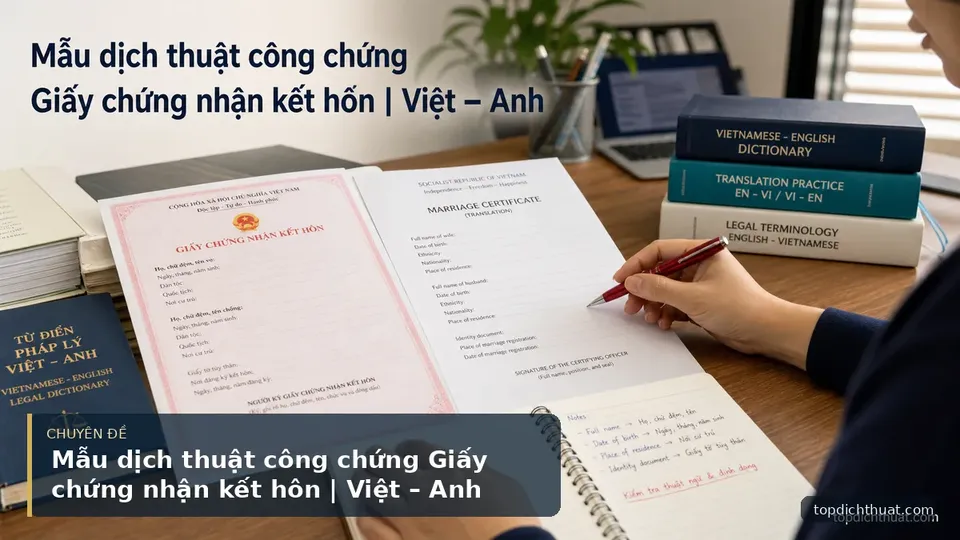 Mẫu dịch thuật công chứng Giấy chứng nhận kết hôn | Việt – Anh