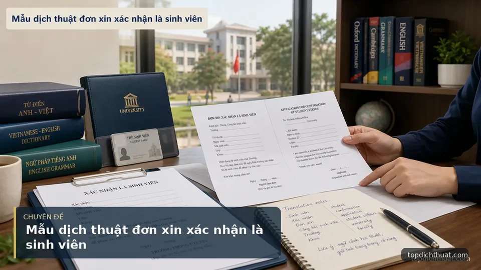 Mẫu dịch thuật đơn xin xác nhận là sinh viên