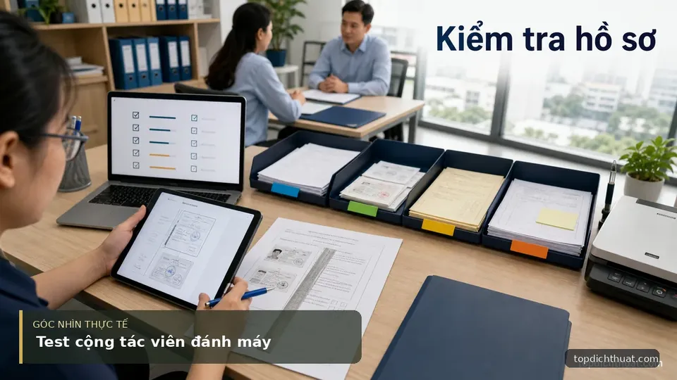 Test cộng tác viên đánh máy — hình minh họa dịch thuật